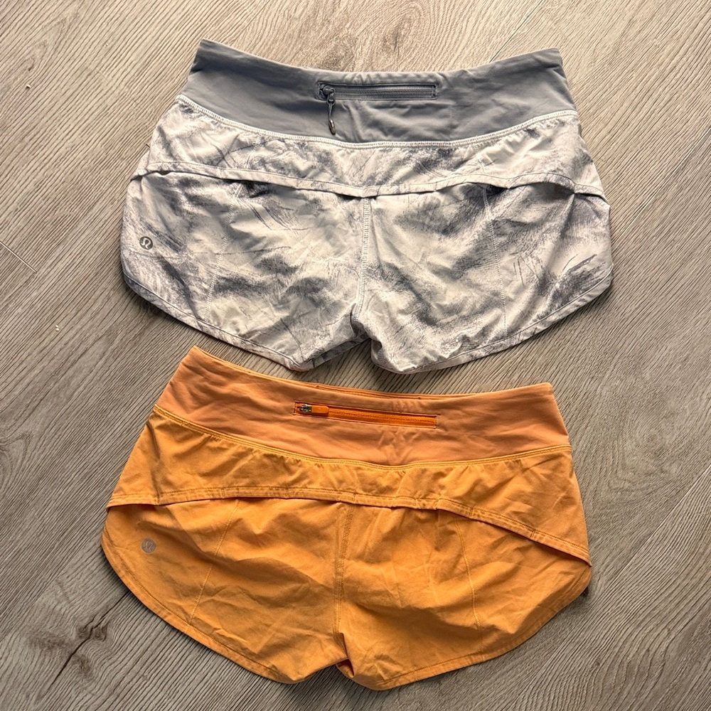 Lululemon Women's Performance Running Shorts - White and Orange